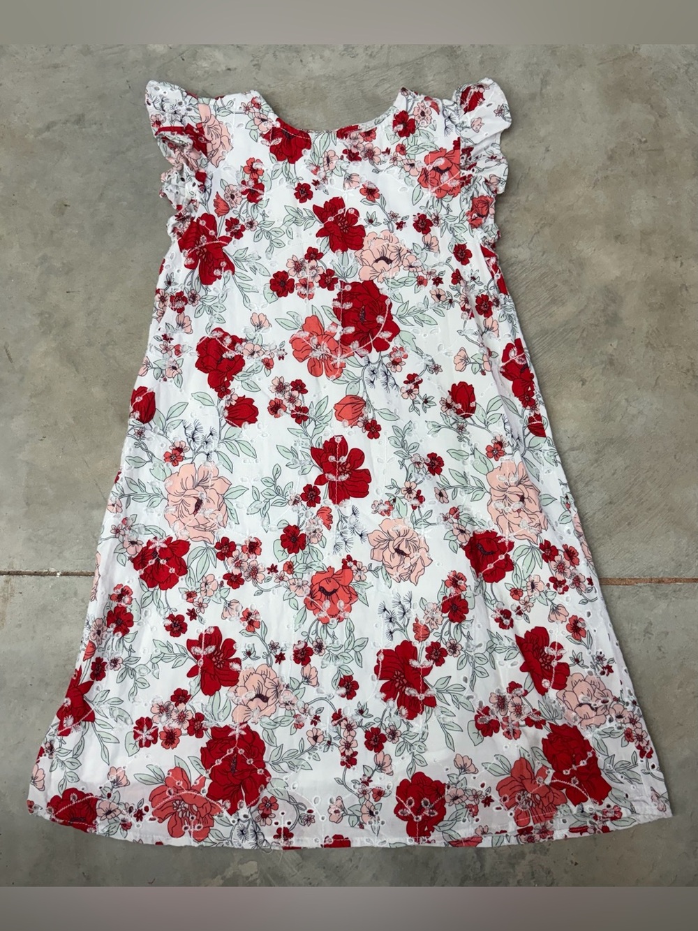 Harper Canyon - White A-Line Dress with Red & Pink Floral - Size 7